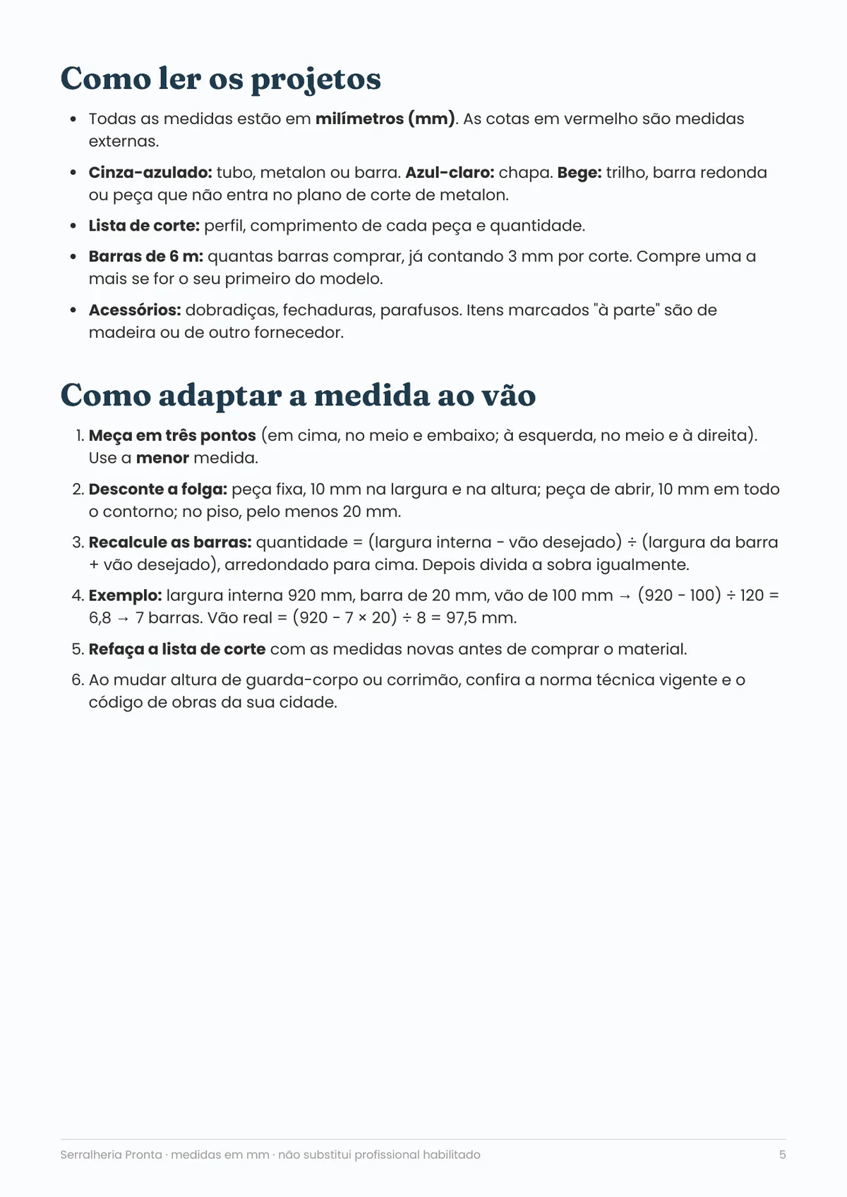 Página real do PDF Serralheria Pronta: como ler e adaptar